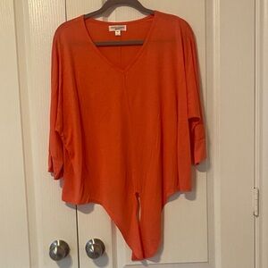 JohnPaulRichard Vibrant Orange V-Neck Blouse